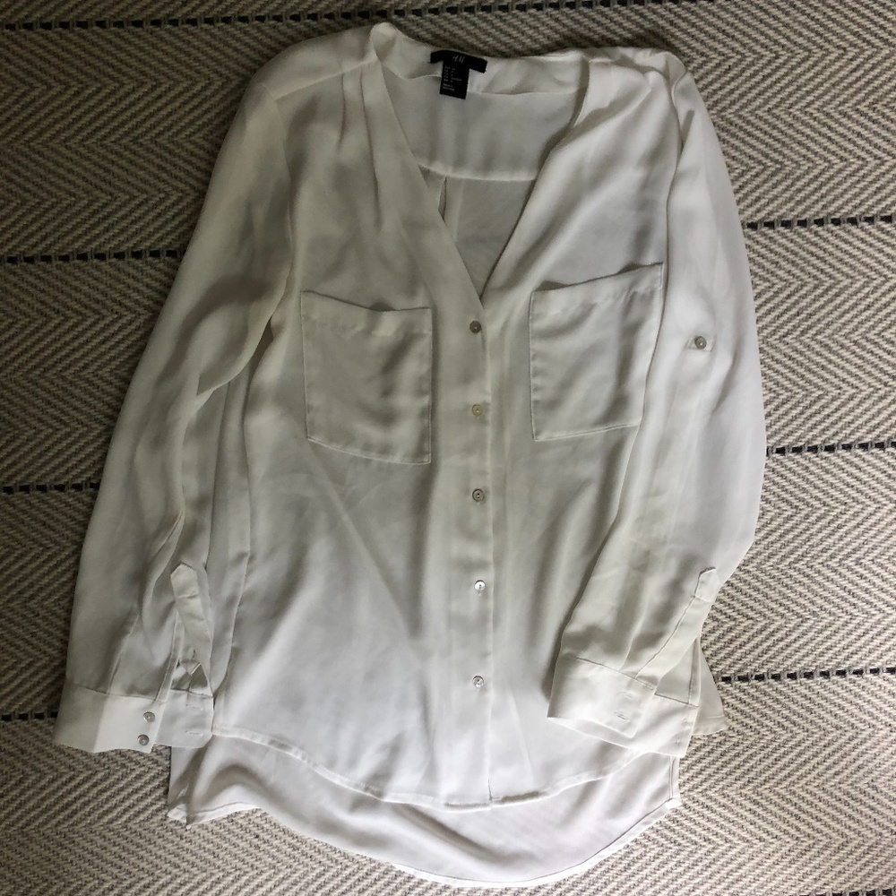 H&M White Button-Down Blouse